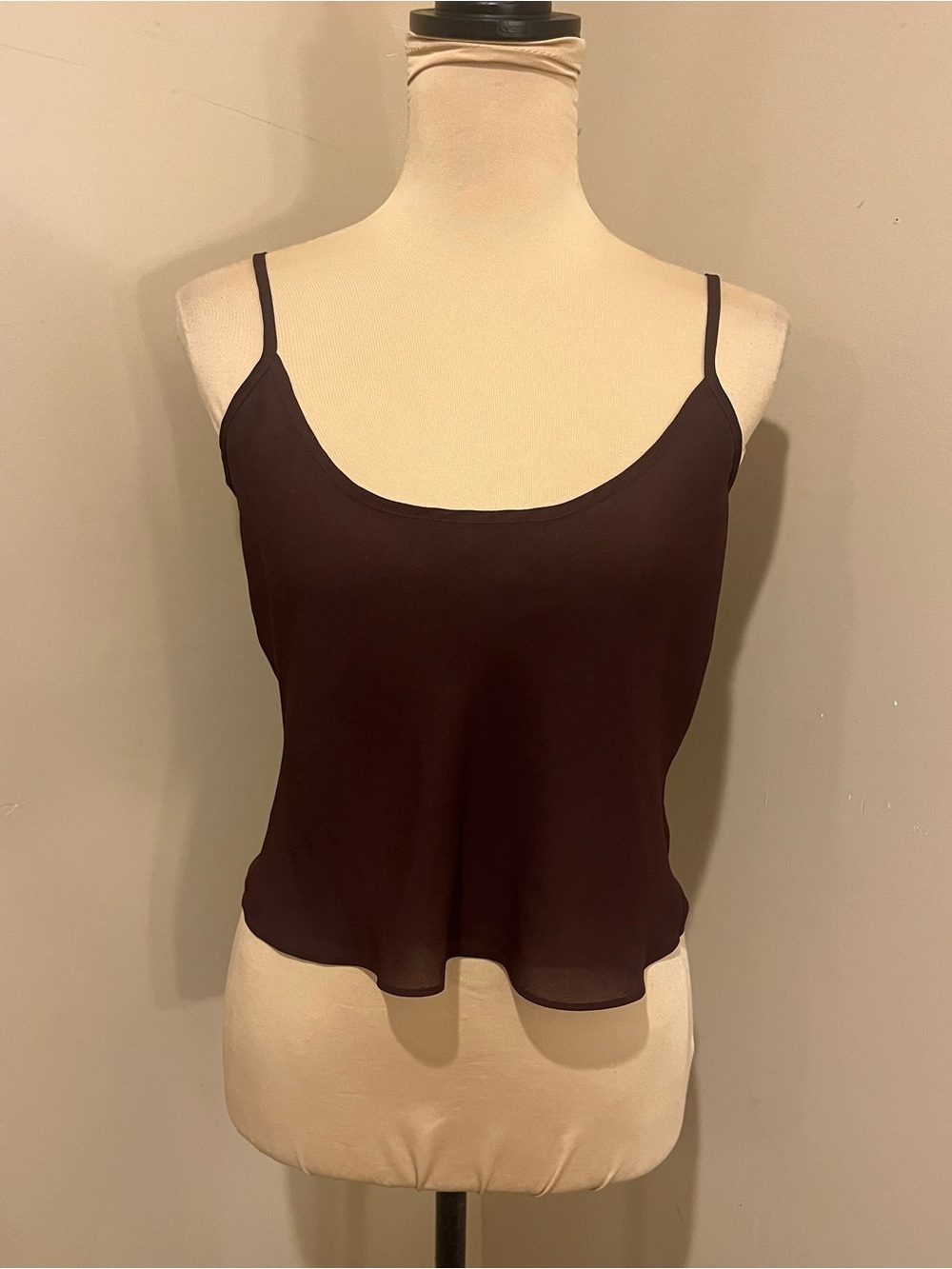Lauren Ralph Lauren Sheer Wine Spaghetti Strap Cami Tank Top, size 6